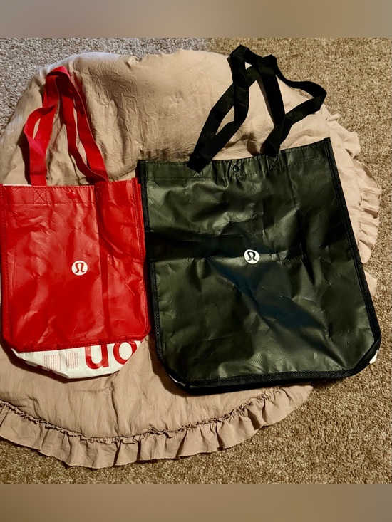 lululemon athletica Handbags - 2x reusable lululemon athletica Red and Black Reusable Tote Pair